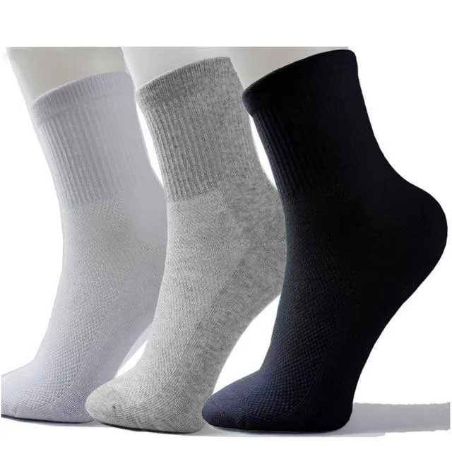 10 Pairs Per Lot Men's Spring Autumn Black Gray Cotton Mesh Socks