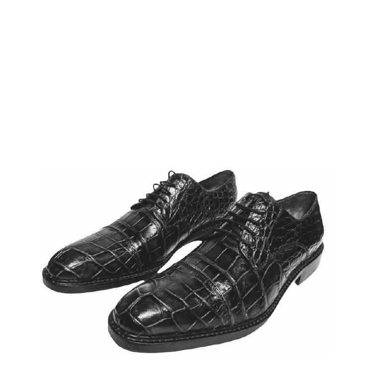 29FLPLP - Cuadra black dress classic alligator derby shoes for men