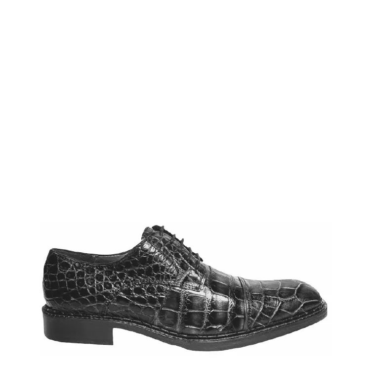 29FLPLP - Cuadra black dress classic alligator derby shoes for men