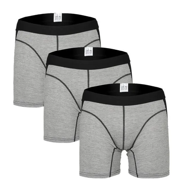 3Pcs/Lot Men's Comfortable Cotton Loose Boxer Shorts with Patchwork