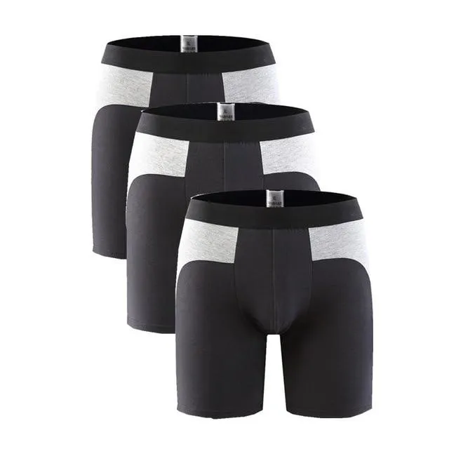 3Pcs/Lot Men's Comfortable Cotton Loose Boxer Shorts with Patchwork