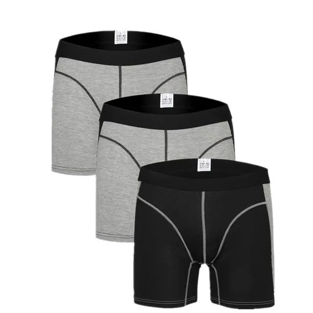 3Pcs/Lot Men's Comfortable Cotton Loose Boxer Shorts with Patchwork