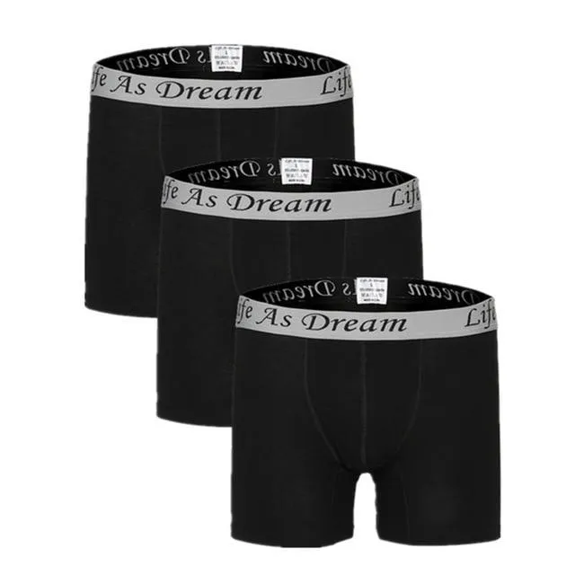 3Pcs/Lot Men's Comfortable Cotton Loose Boxer Shorts with Patchwork