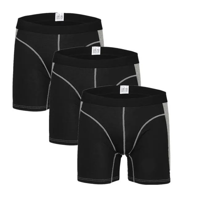 3Pcs/Lot Men's Comfortable Cotton Loose Boxer Shorts with Patchwork