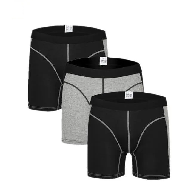 3Pcs/Lot Men's Comfortable Cotton Loose Boxer Shorts with Patchwork