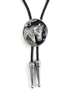 3pcs/Lot Wholesale Antique Silver Horse Bolo Tie for Men Handmade Western Cowboy Neckties Wedding Guest Gift Fashion Accessories