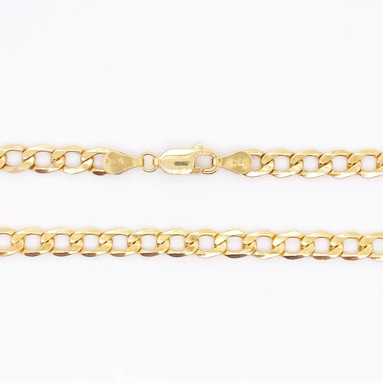 5.25mm Miami Cuban Chain in 14K Yellow Gold, Miami Cuban Link Chain, 20 inches