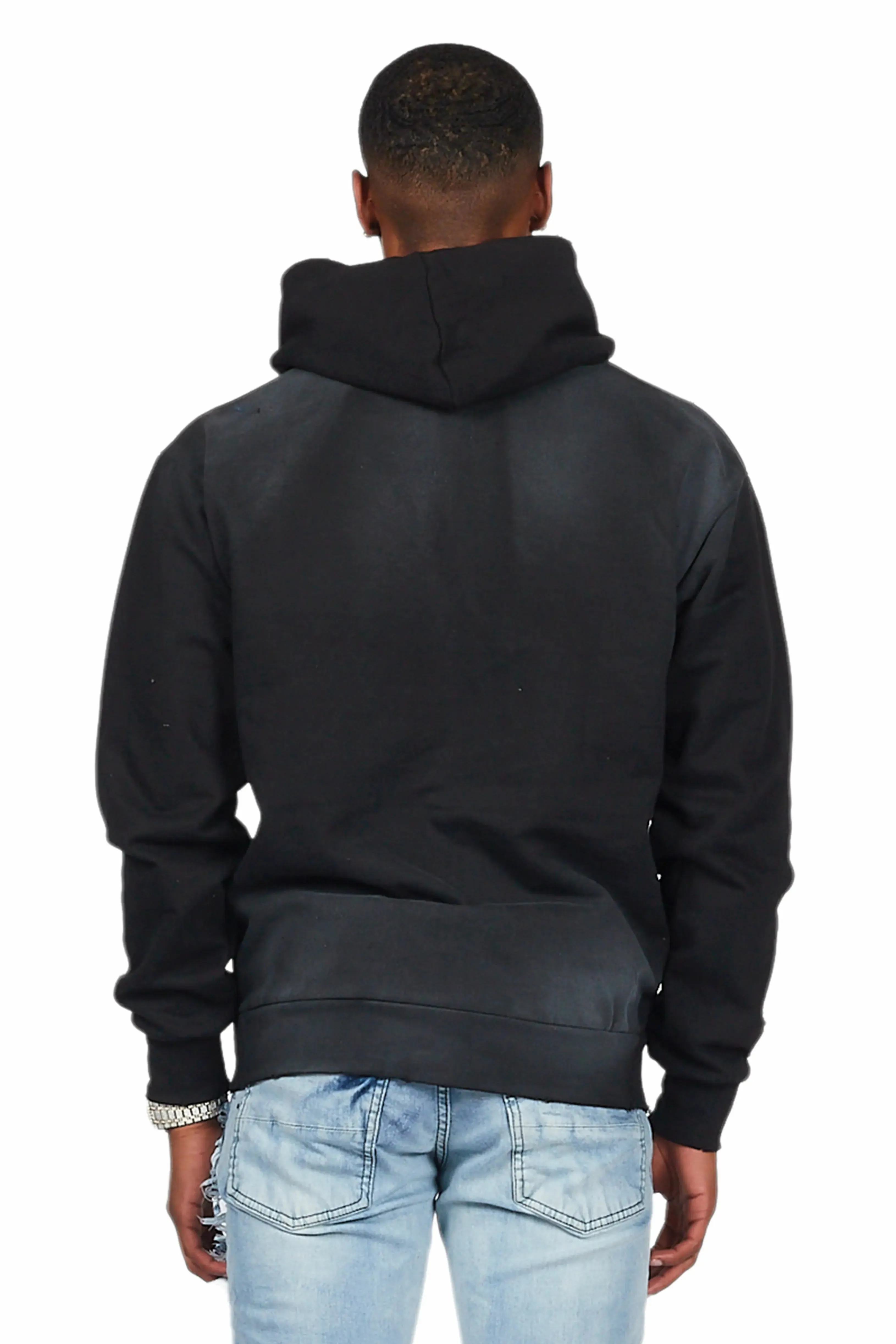 Acton Black Patchwork Graphic Hoodie