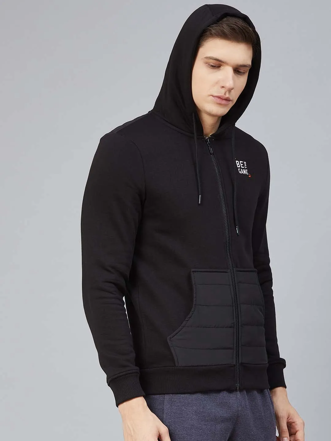 Alcis Men Black Solid Hooded Sweatshirt