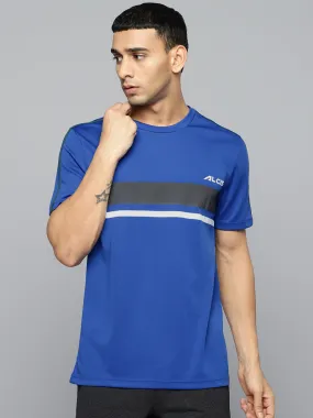 Alcis Men Blue Black Striped Detail Slim Fit T-shirt