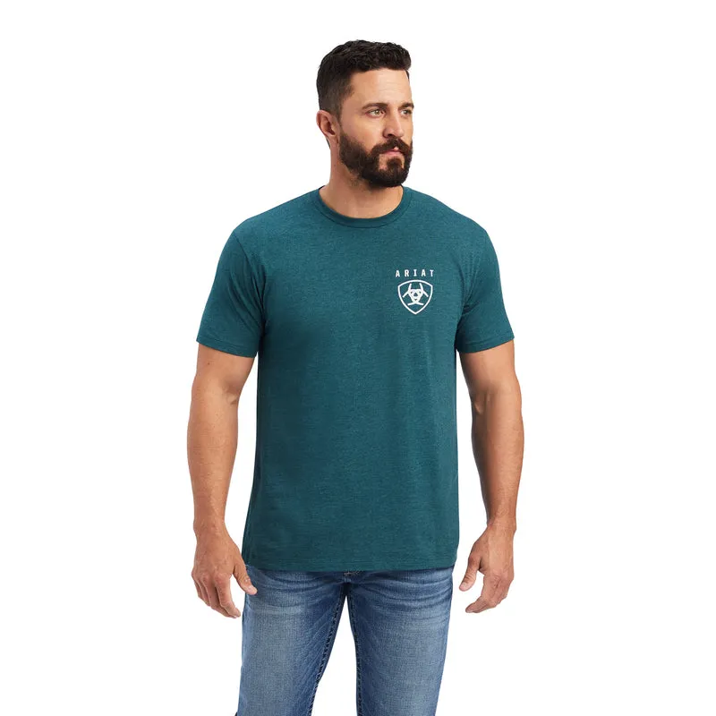 'Ariat' Men's Charger Vertical Flag Tee - Green