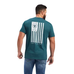 'Ariat' Men's Charger Vertical Flag Tee - Green