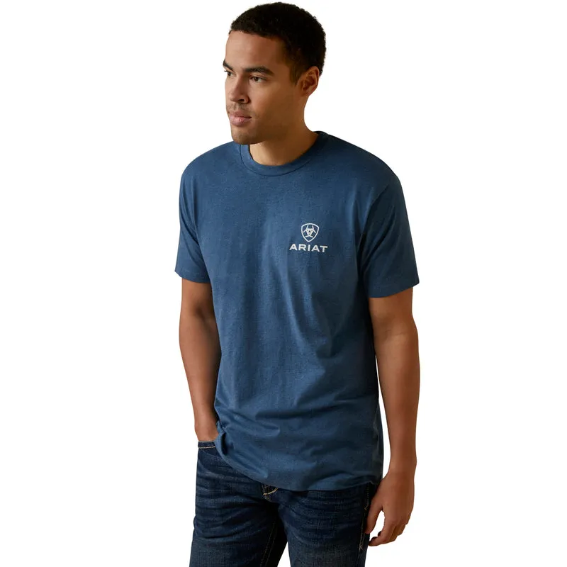 'Ariat' Men's Daytona Stripes T-Shirt - Sailor Blue Heather