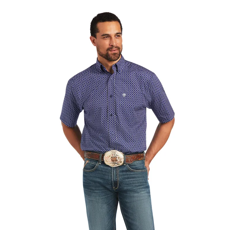 'Ariat' Men's Izaak Classic Short Sleeve - Nocturnal Blue