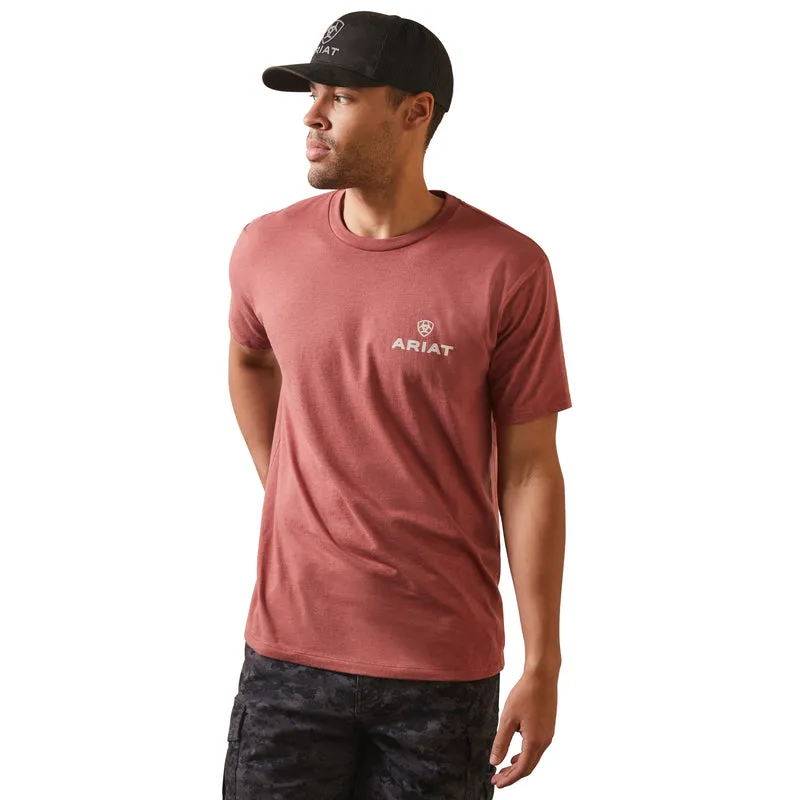 'Ariat' Men's Land of the Free T-Shirt - Red Clay Heather