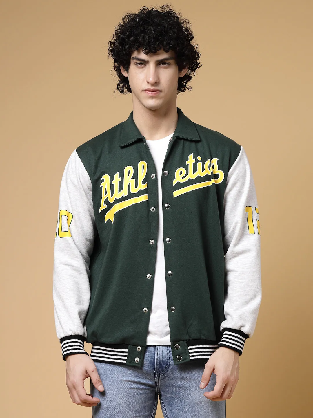 Athletic Puff Printed Varsity Jacket