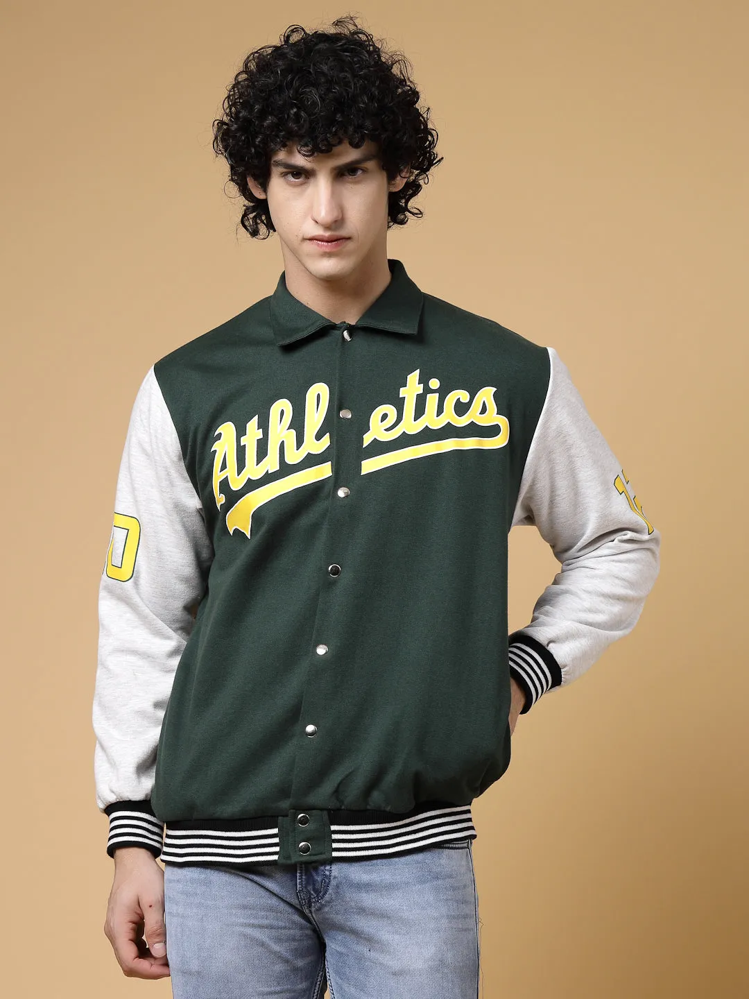 Athletic Puff Printed Varsity Jacket