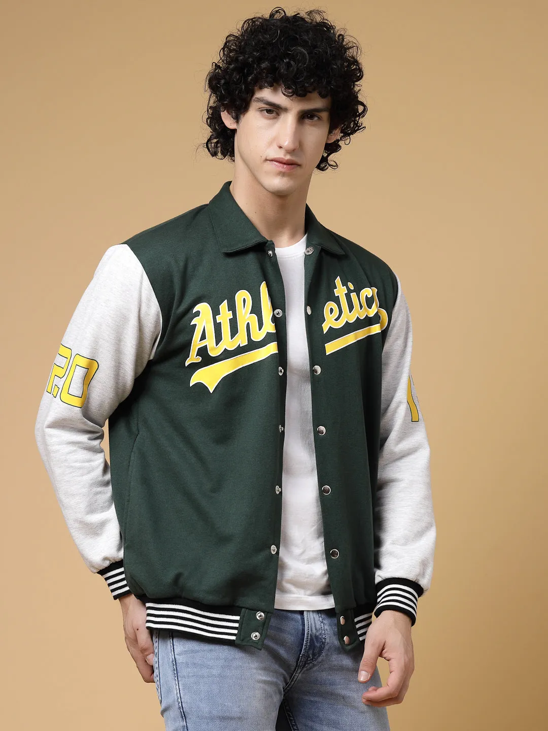 Athletic Puff Printed Varsity Jacket