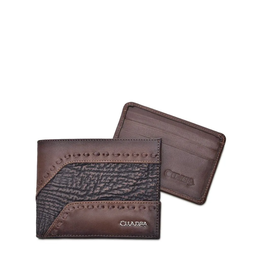 B3014TI - Cuadra black chocolate casual fashion shark bi fold wallet for men