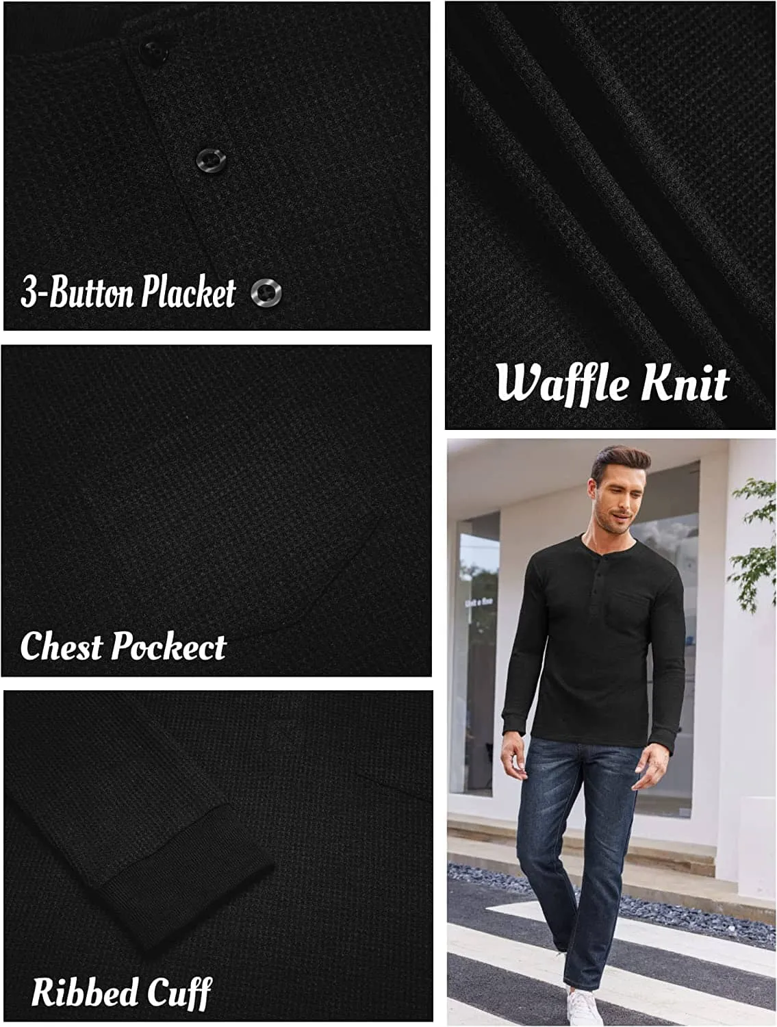 Basic Waffle Pullover Long Sleeve T-Shirt (US Only)