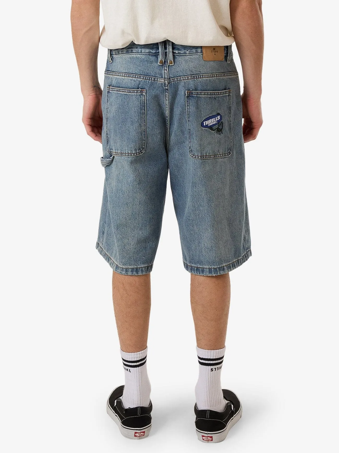 Big Slacker Lifted Embro Denim Short - Dirty Weathered Blue