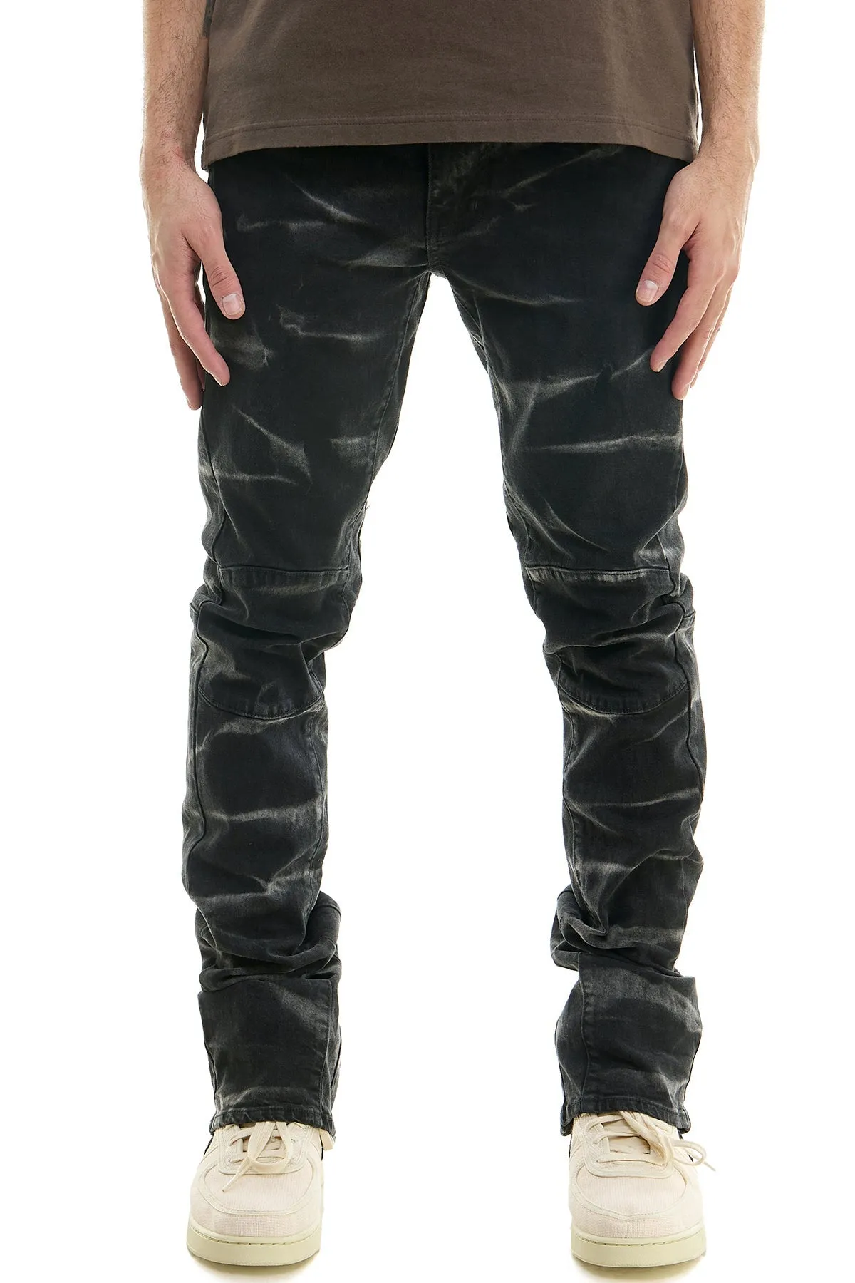 Black Men Stacked Flare Jeans