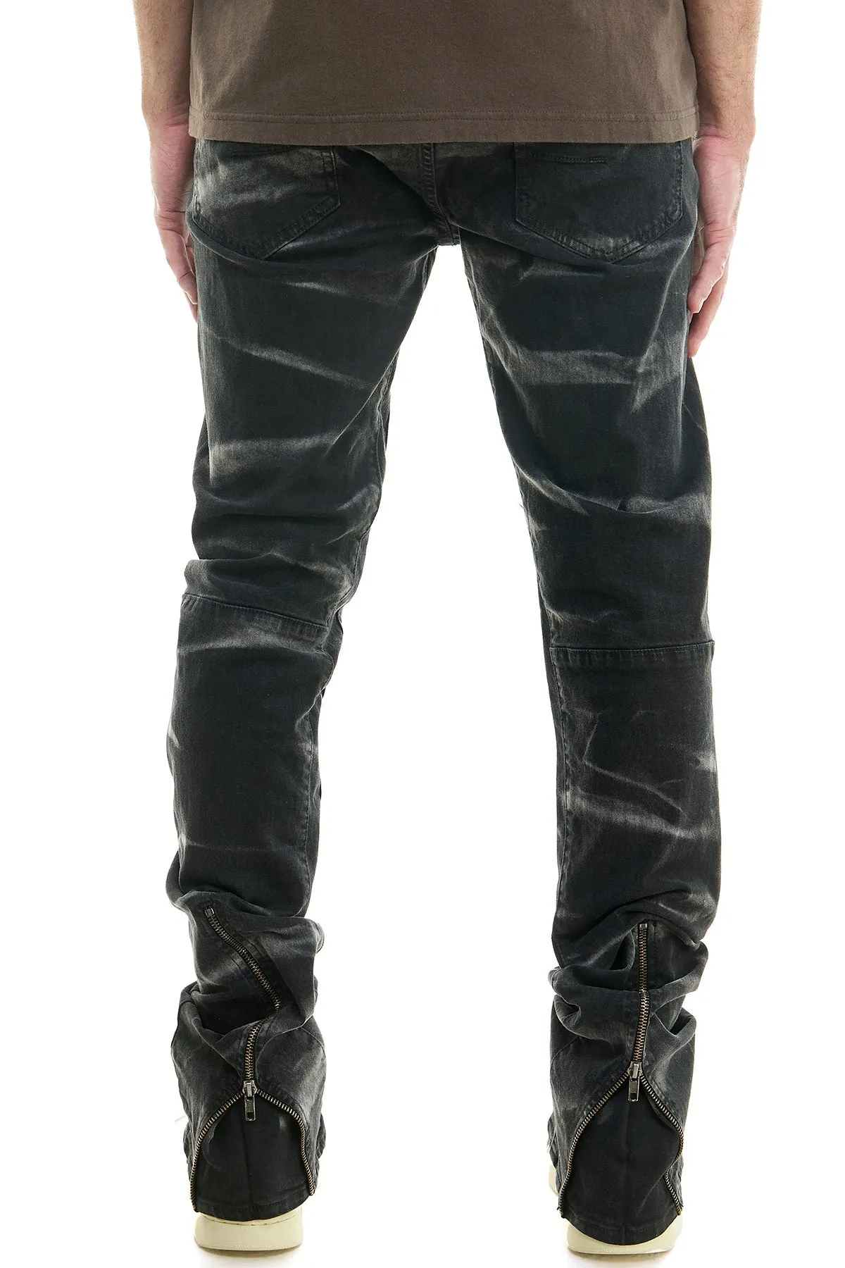 Black Men Stacked Flare Jeans