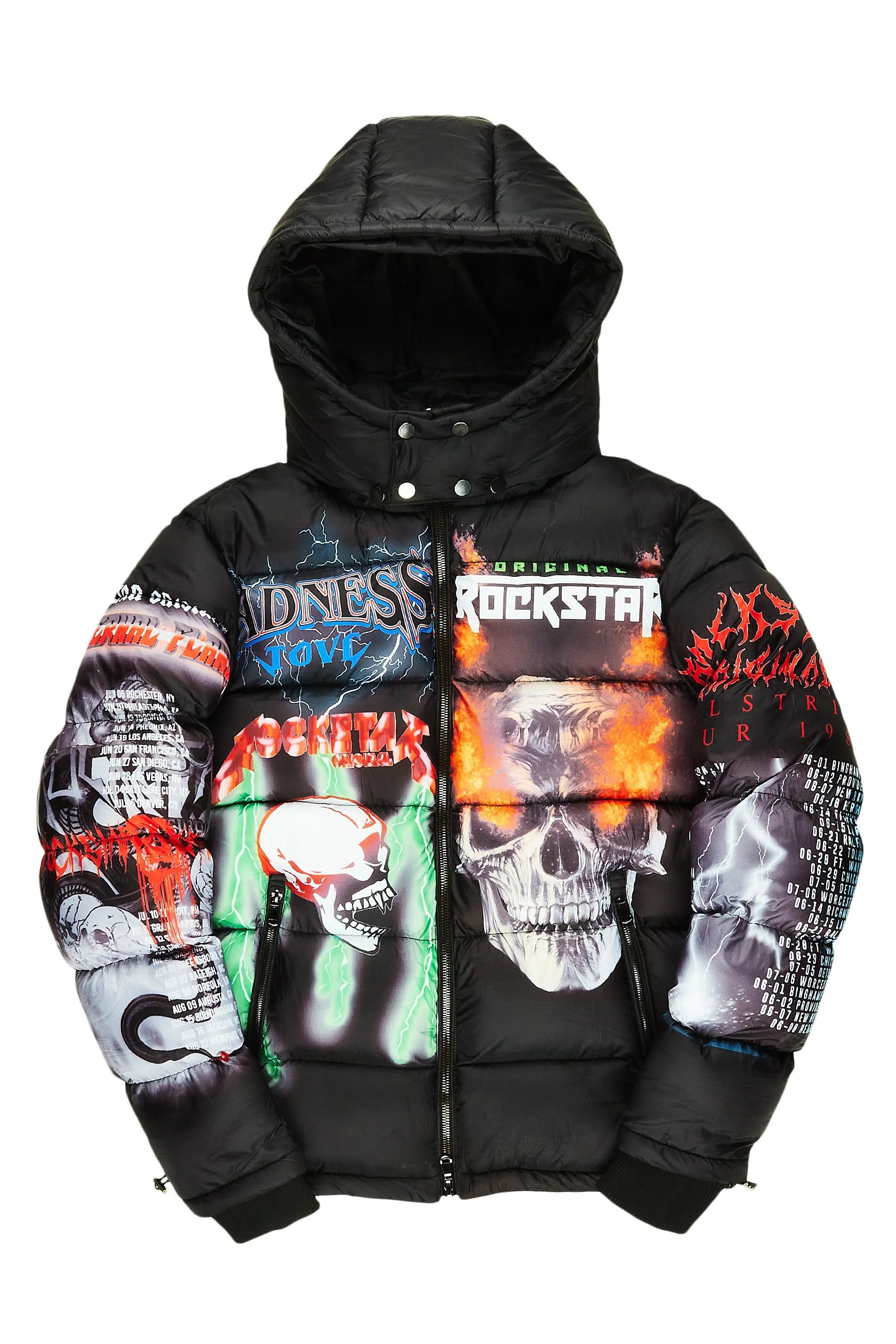 Black Nash Graphic Print Puffer Jacket