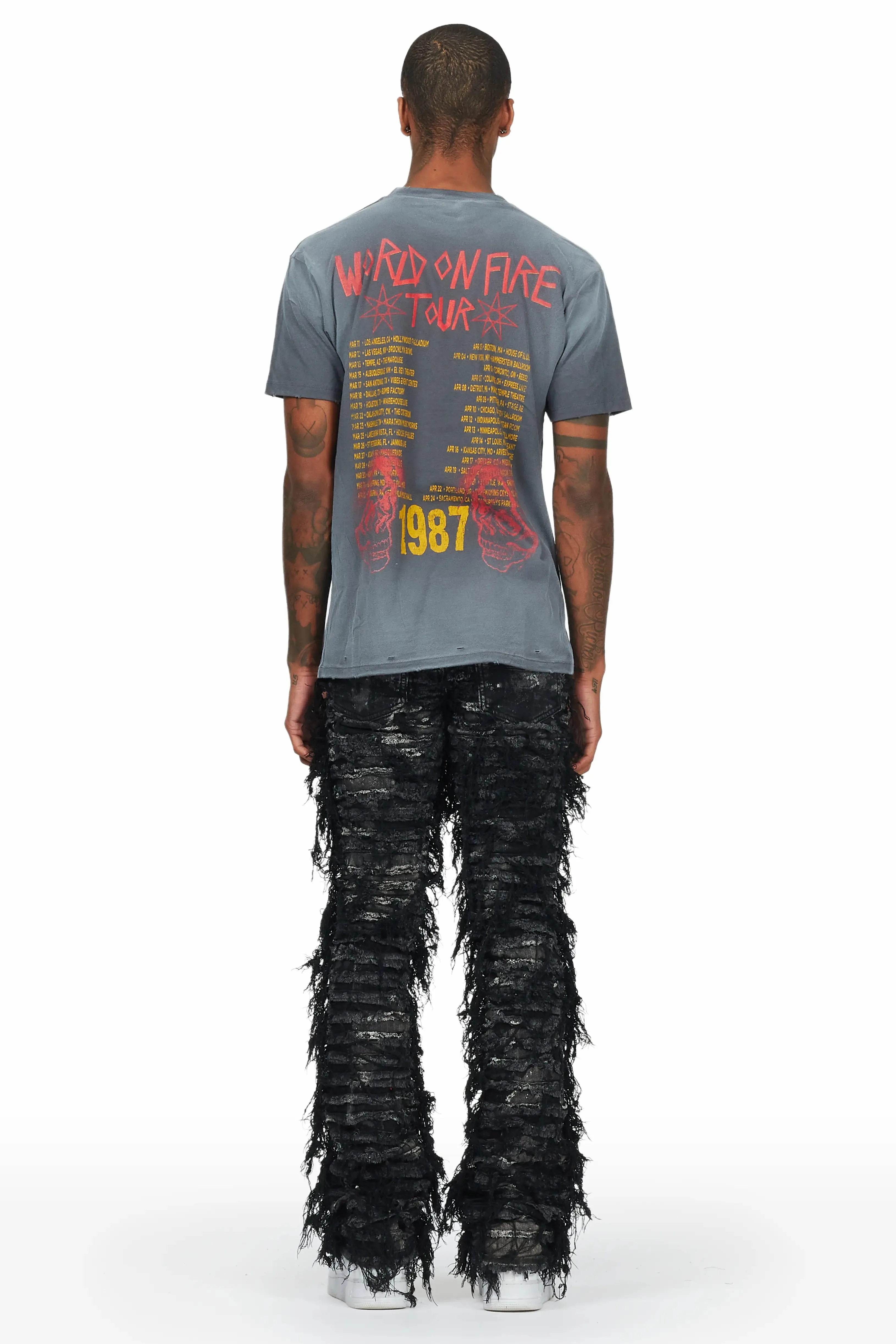 Bossko Black Stacked Flare Jean