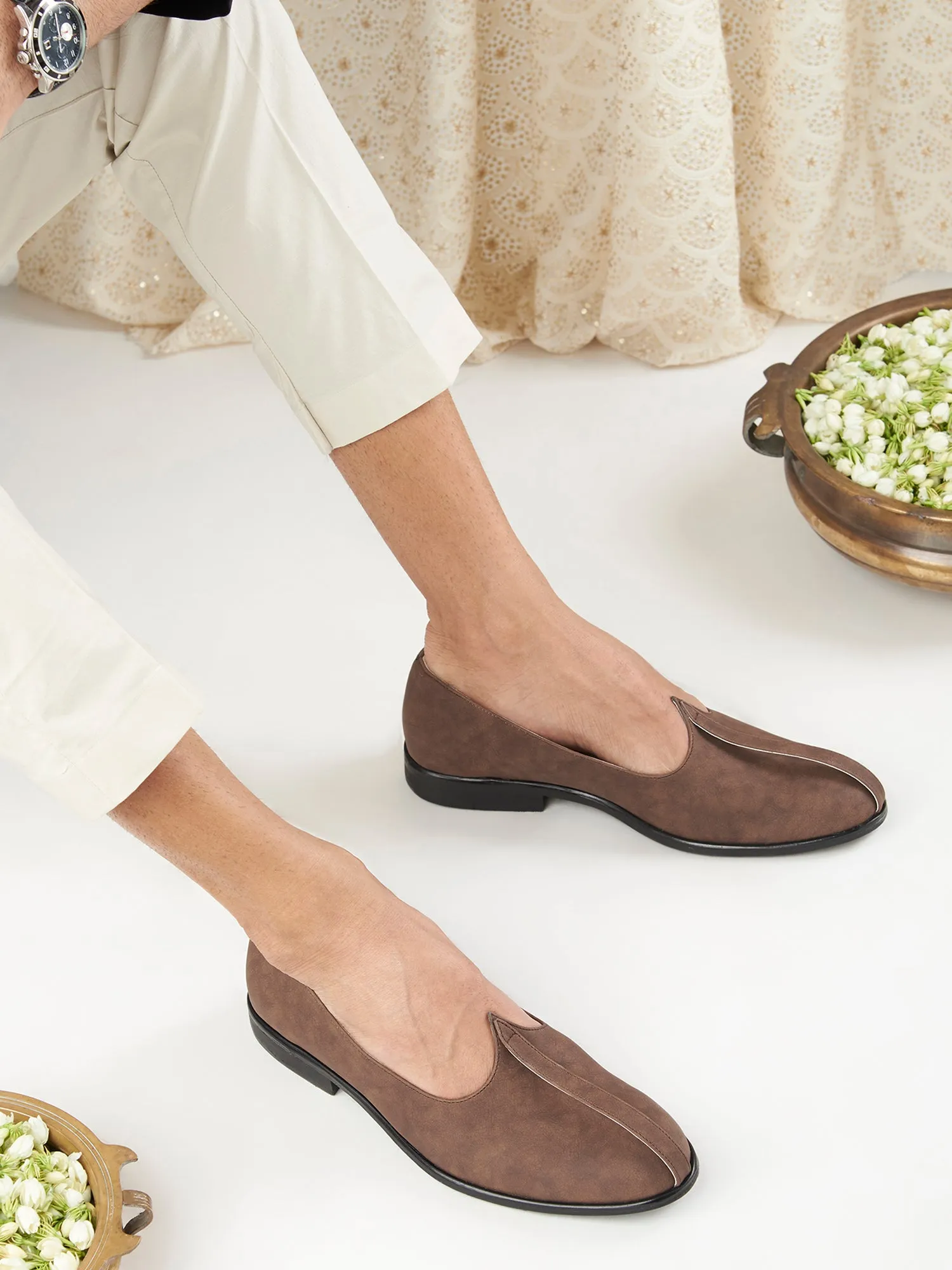 Brown Suede Mojri For Men