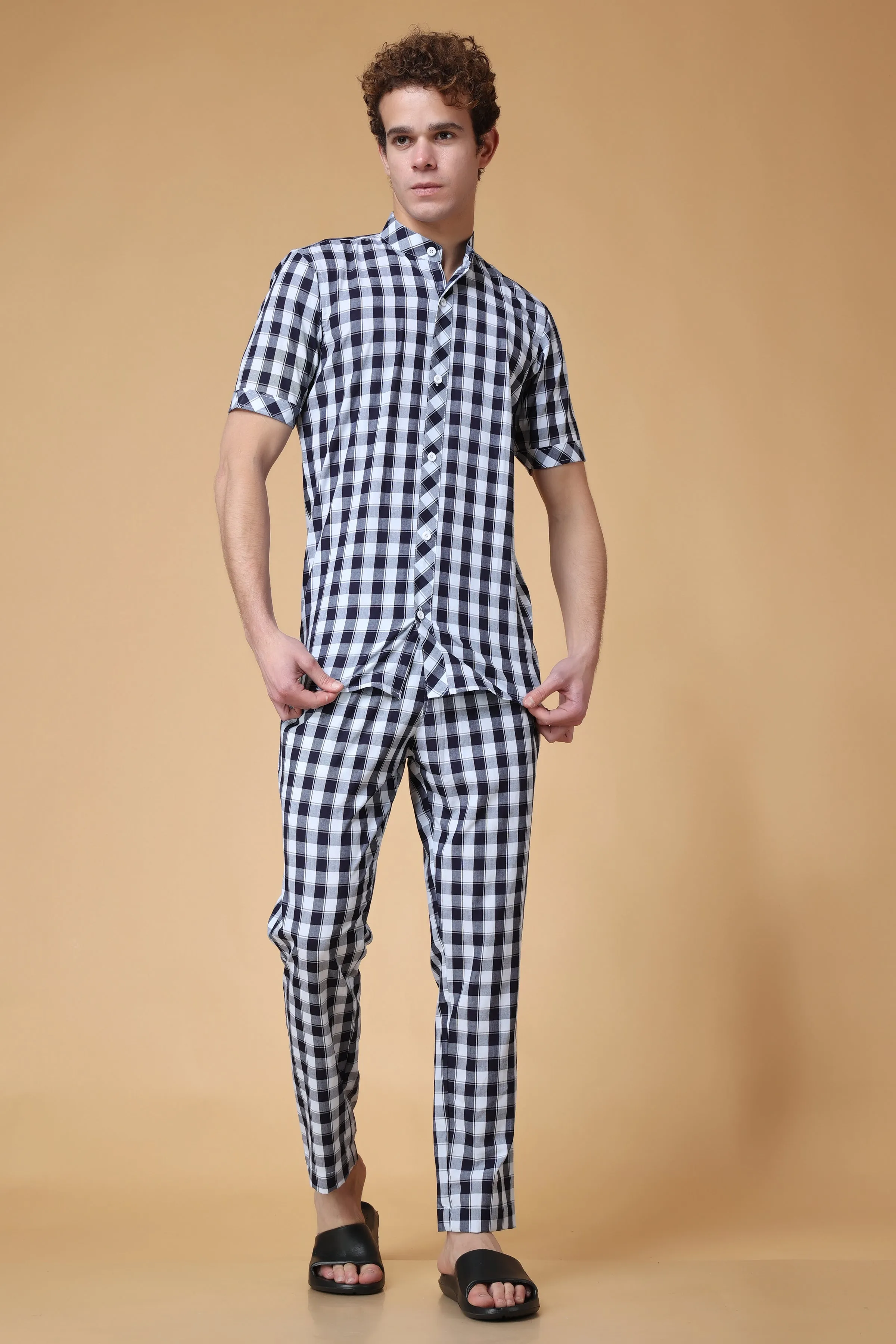 Classic Black Checked Night Suit