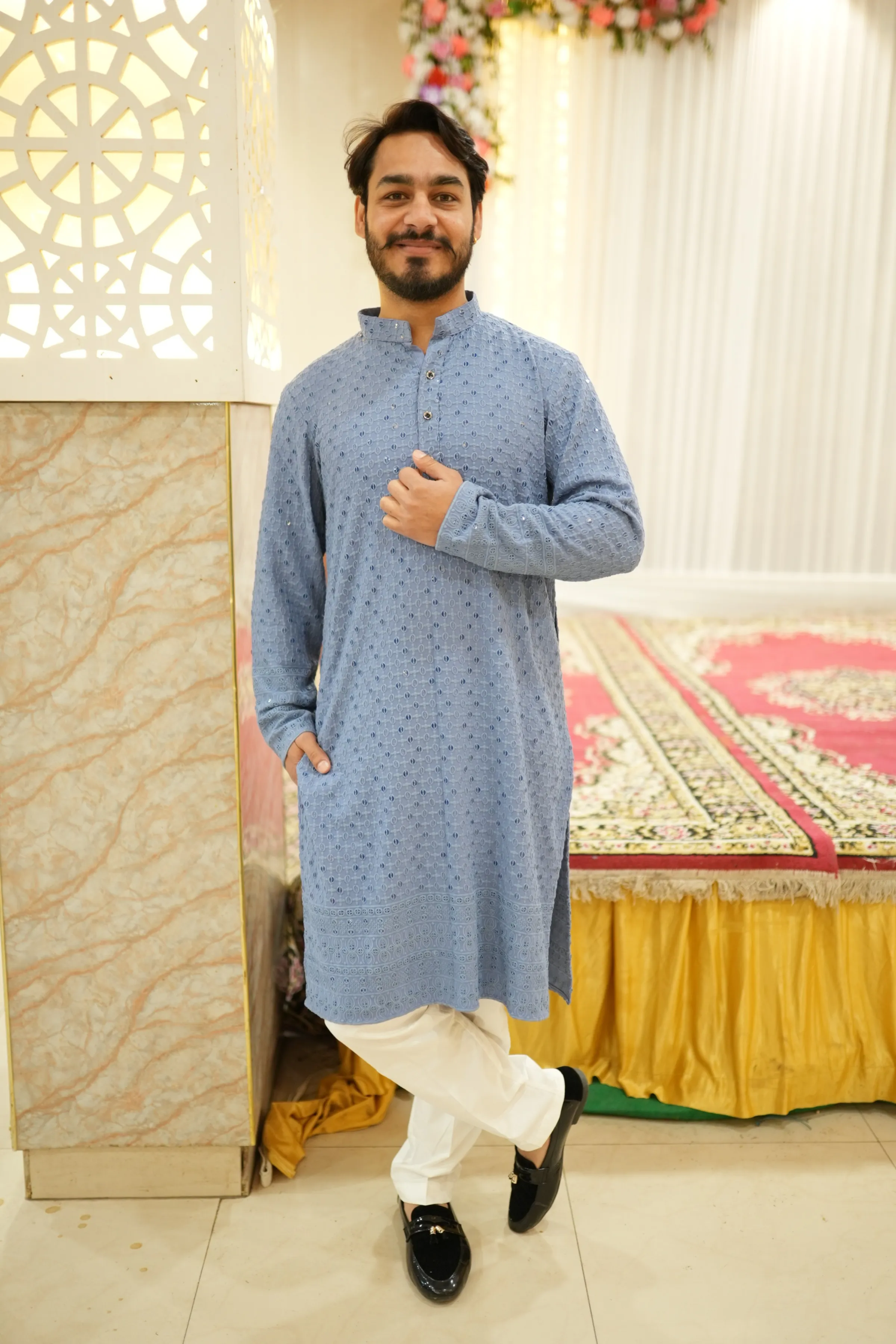 Cobalt Blue Sequined Kurta