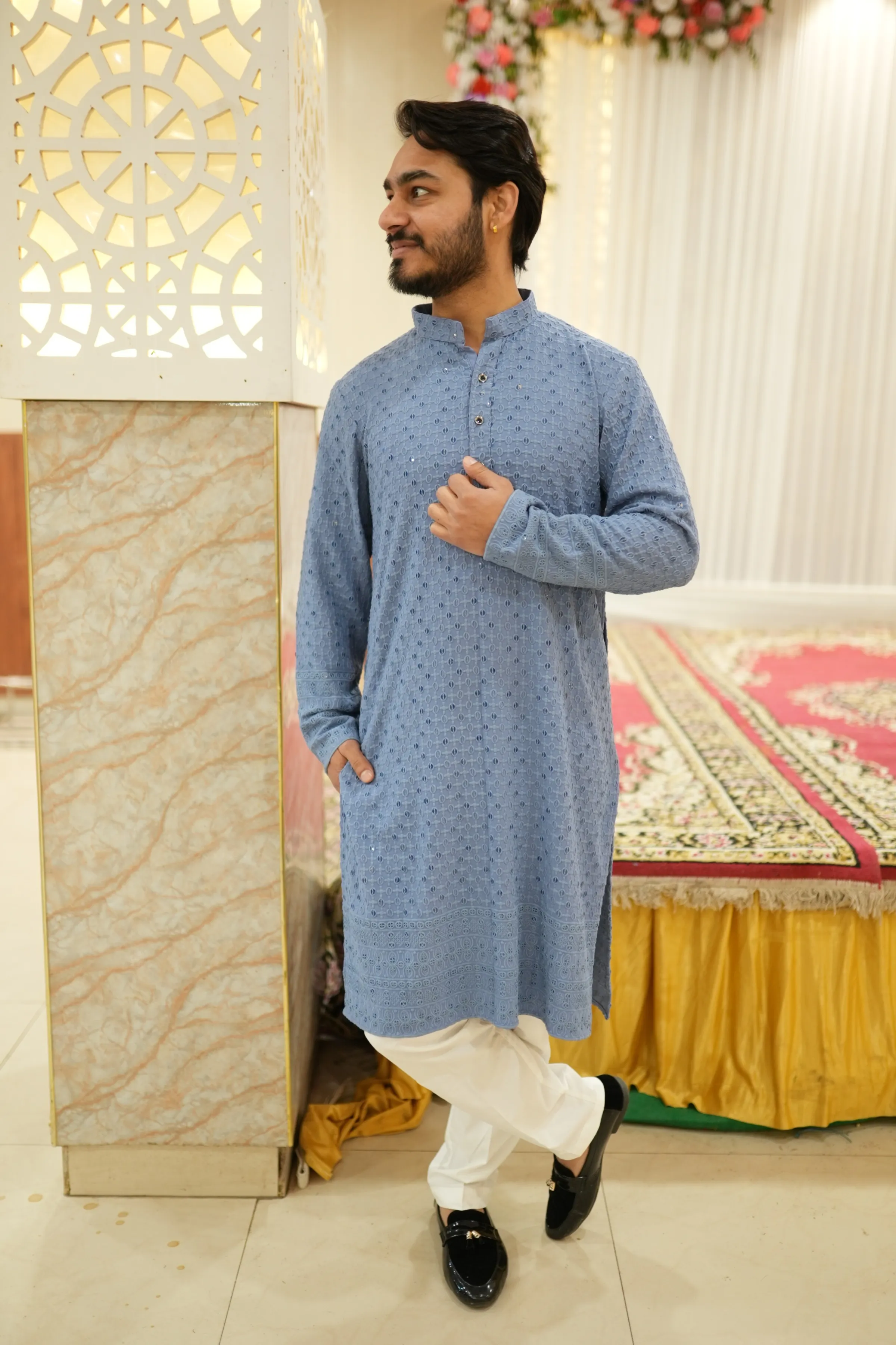 Cobalt Blue Sequined Kurta