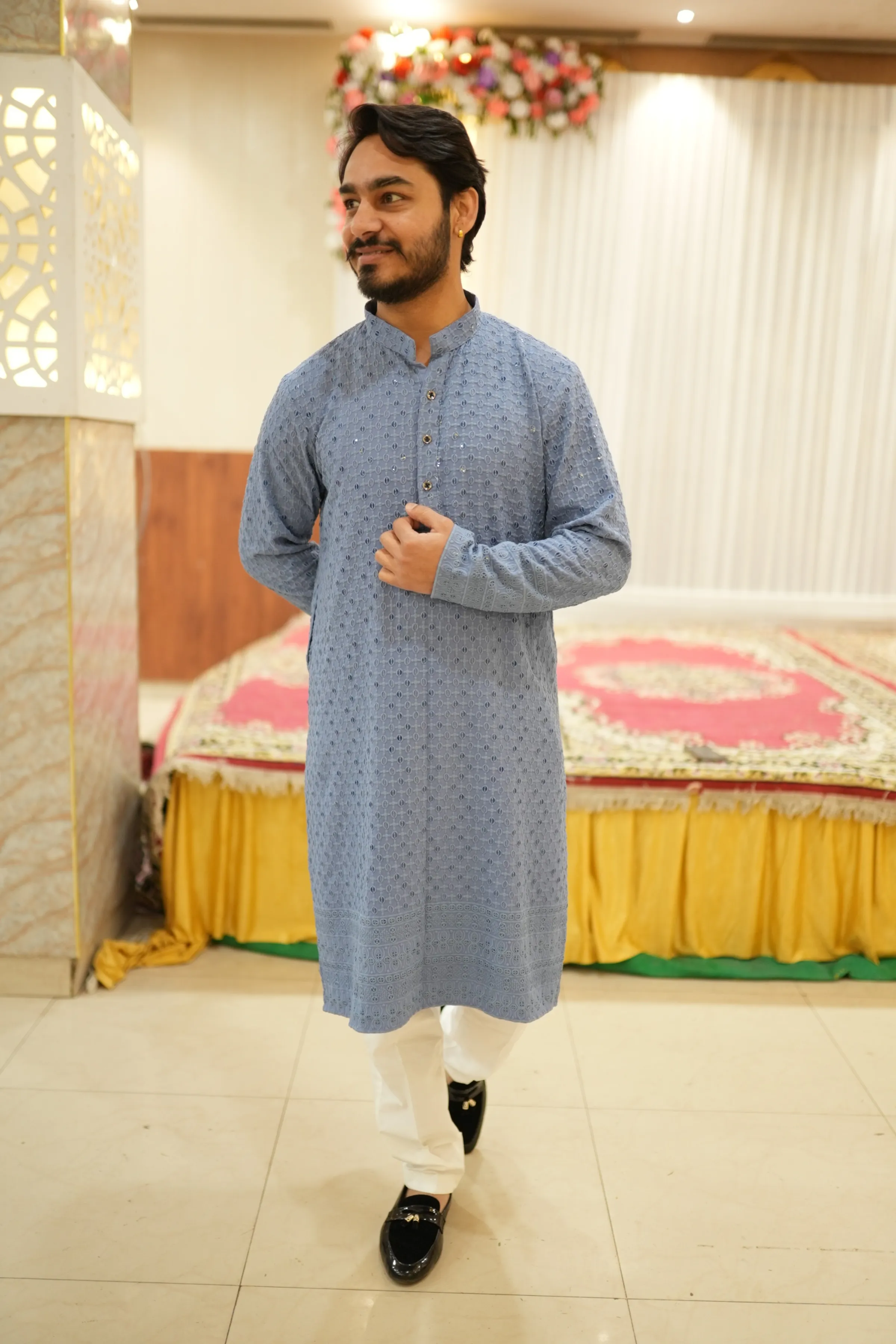 Cobalt Blue Sequined Kurta