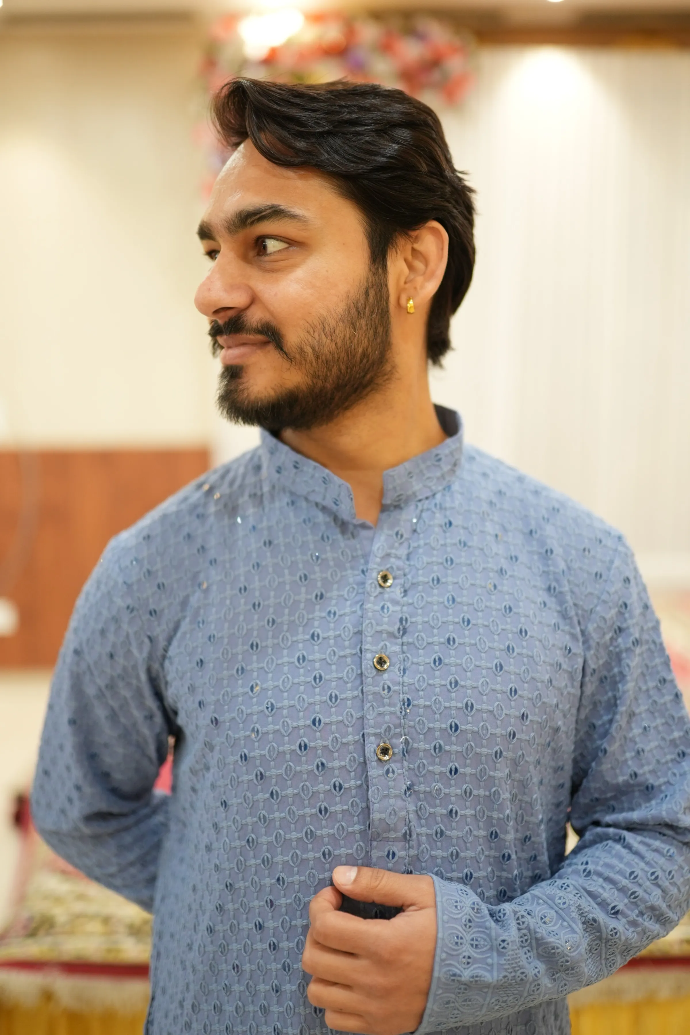 Cobalt Blue Sequined Kurta