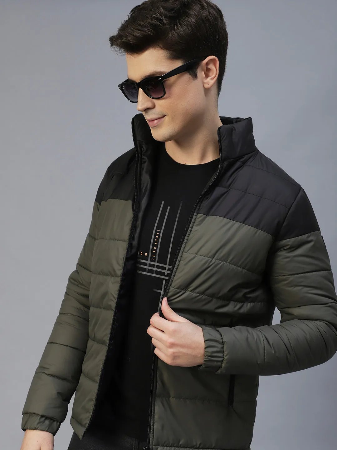 Colorblock Full Sleeves Puffer Jacket