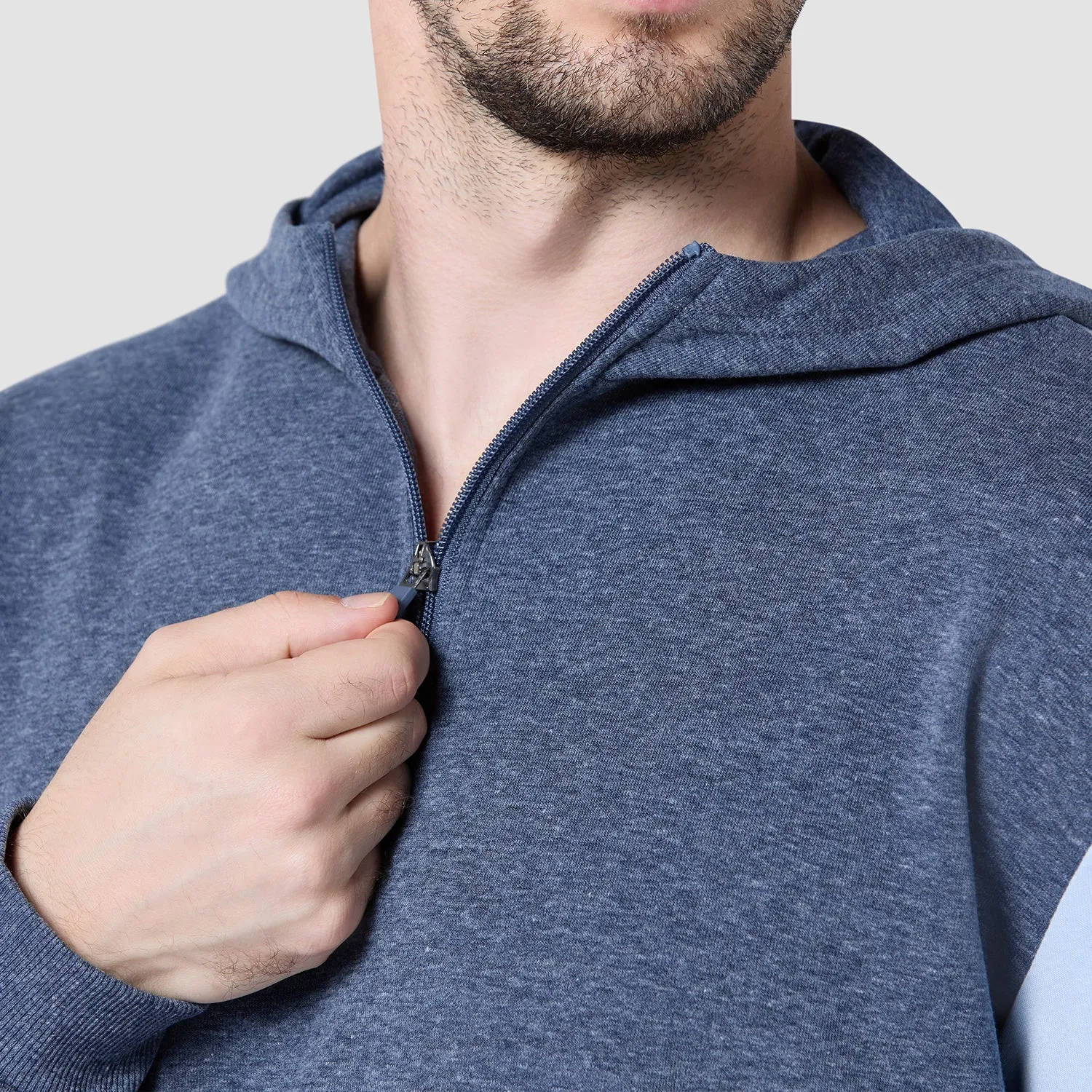 Core Split Hoodie - Navy & Skyway Marl