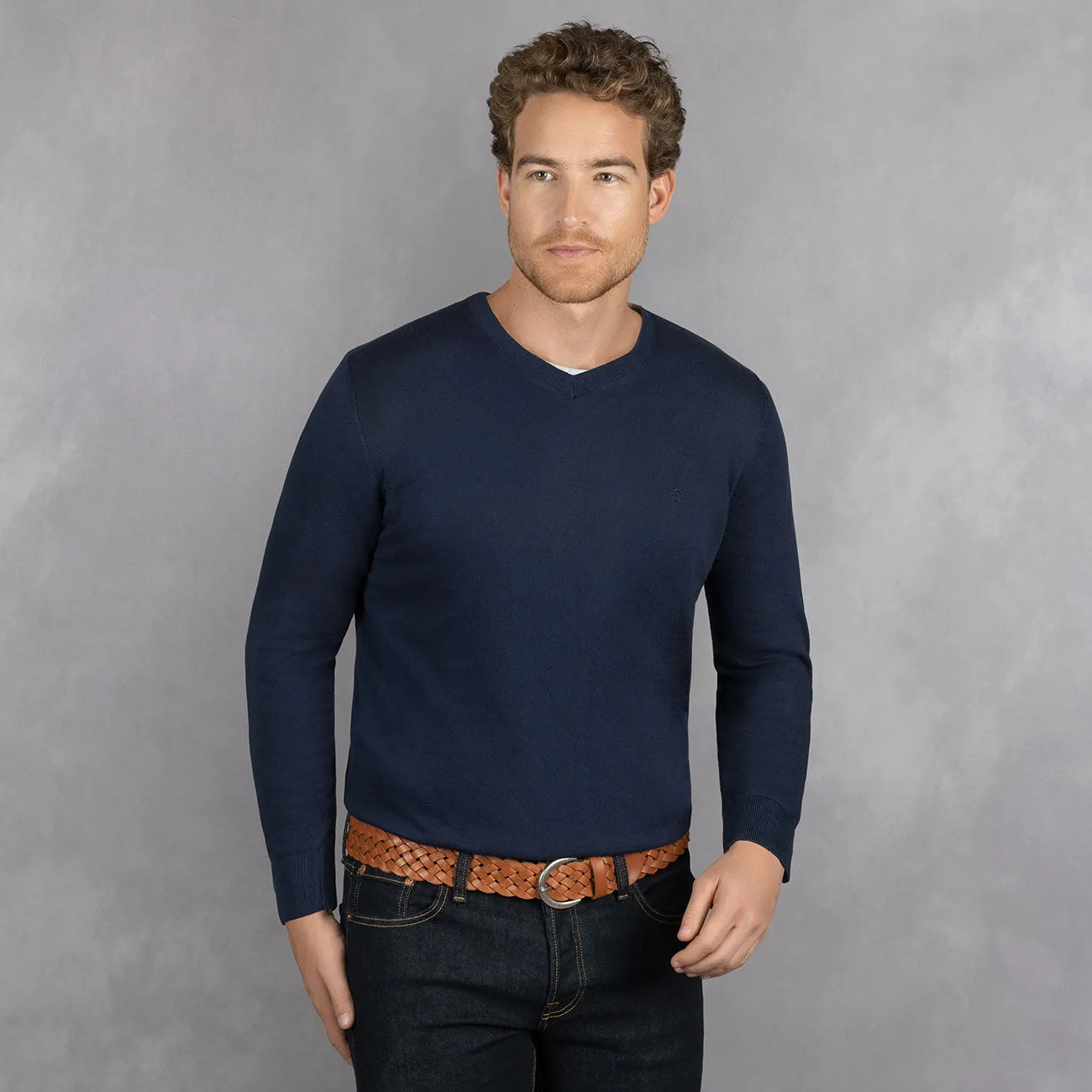 Cotton Pullover V-Neck Men