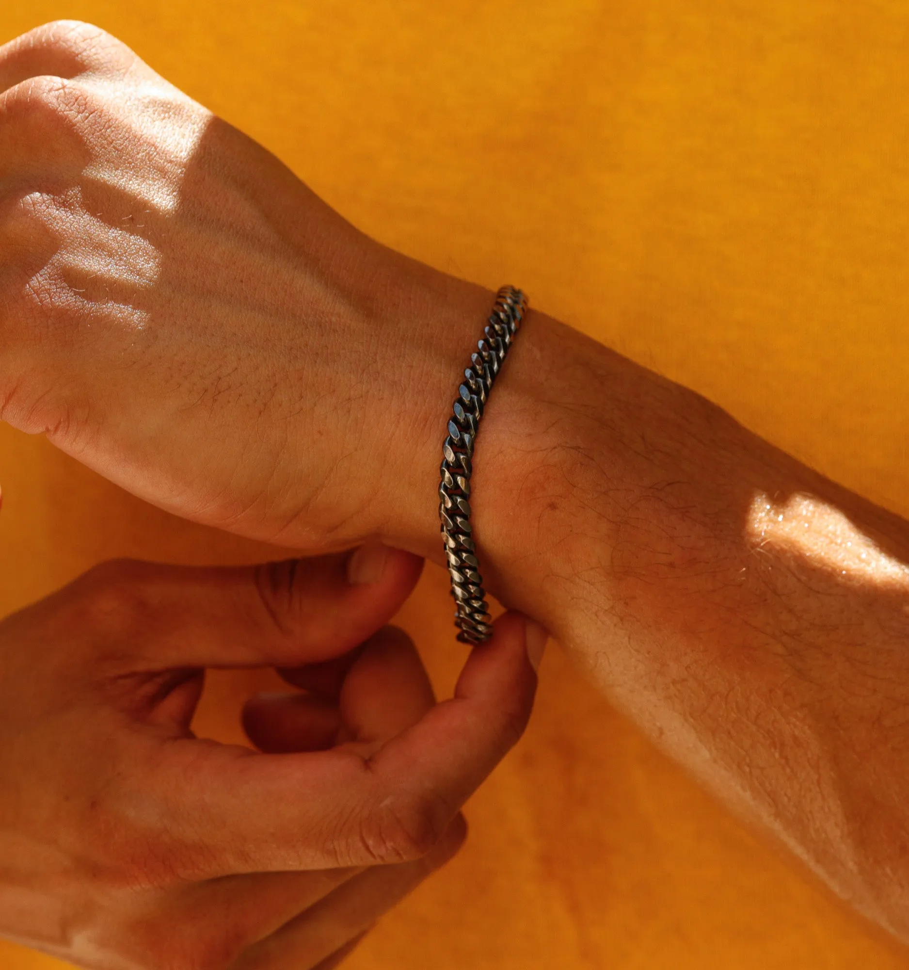 Curb Chain Bracelet in Black Rhodium