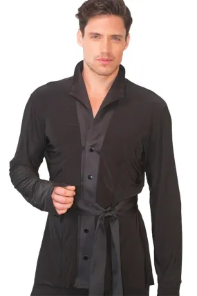 Dance America MS27 Men's Belted Kimono Latin Dance Shirt with Attached Sash in Stock