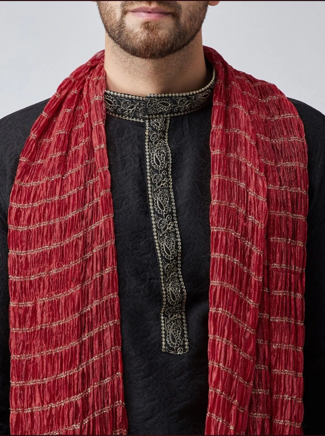 Dupatta Stole for Men- Maroon