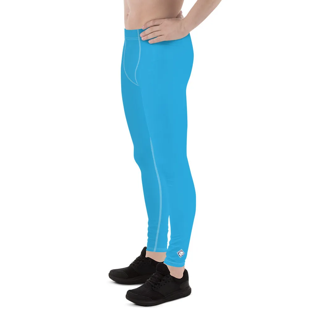 Effortless Movement: Solid Color Athletic Leggings for Men - Cyan