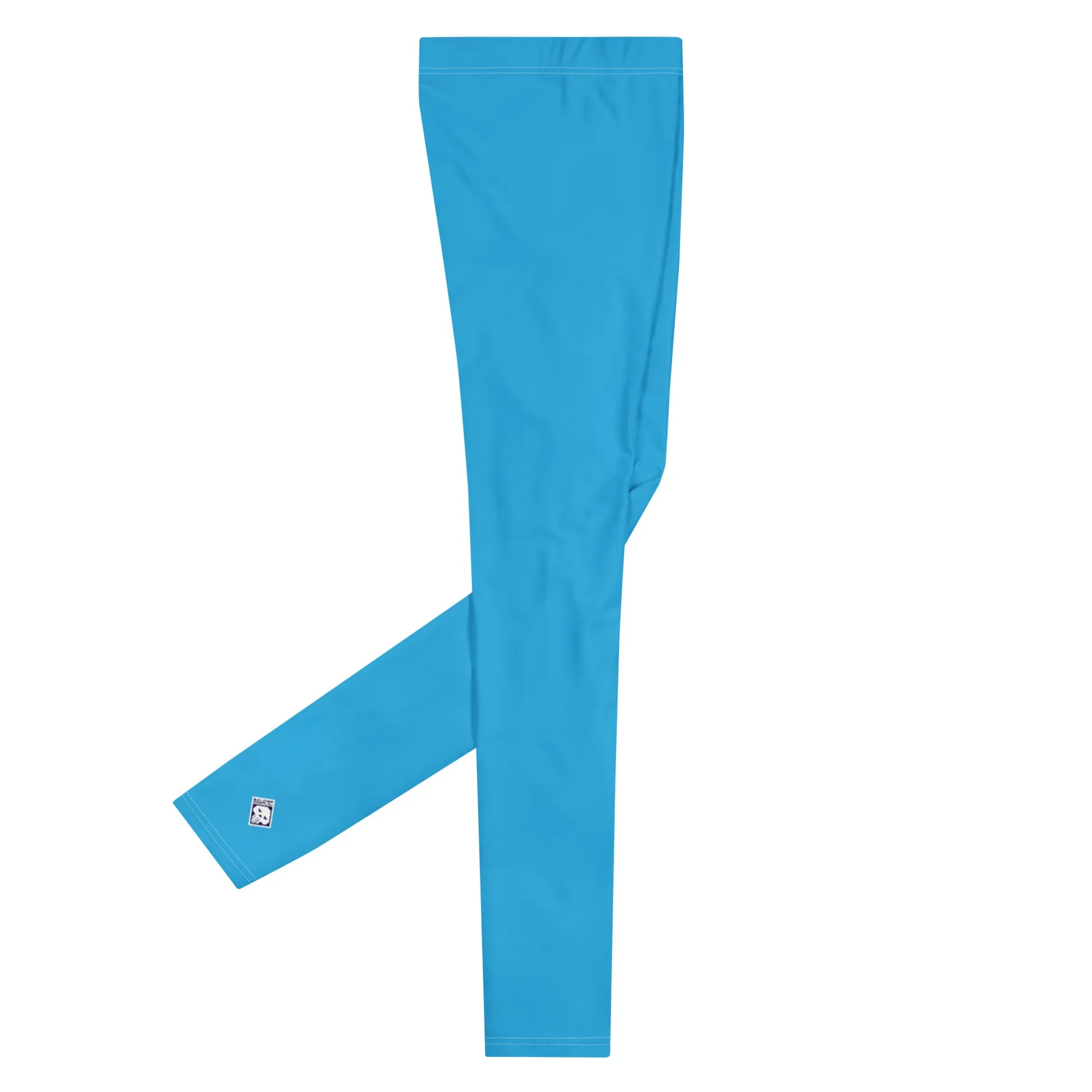 Effortless Movement: Solid Color Athletic Leggings for Men - Cyan