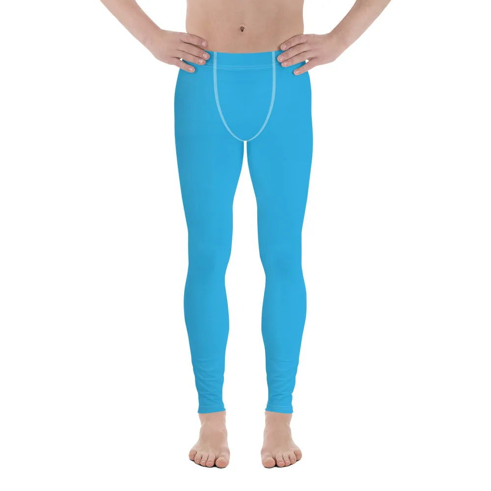 Effortless Movement: Solid Color Athletic Leggings for Men - Cyan