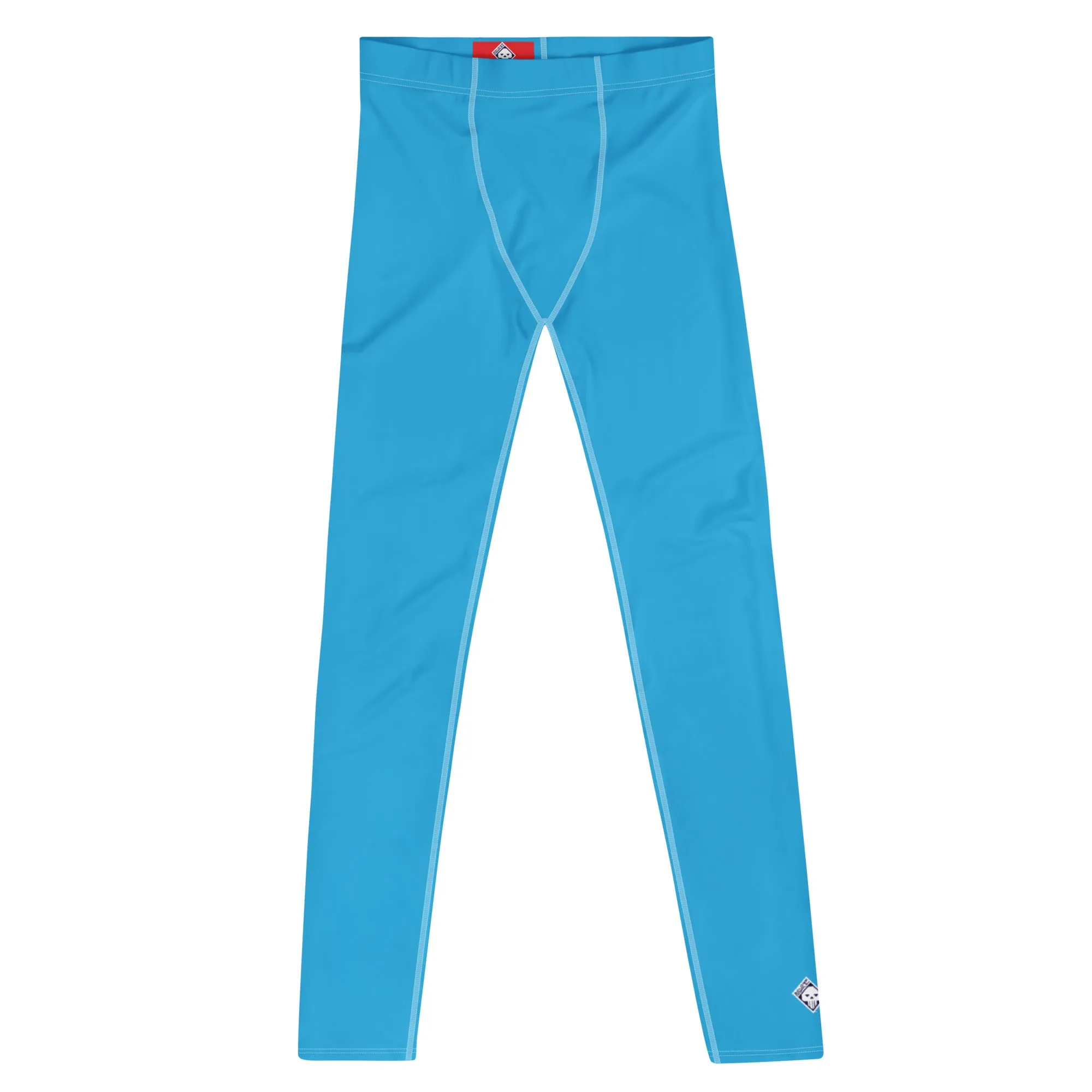 Effortless Movement: Solid Color Athletic Leggings for Men - Cyan