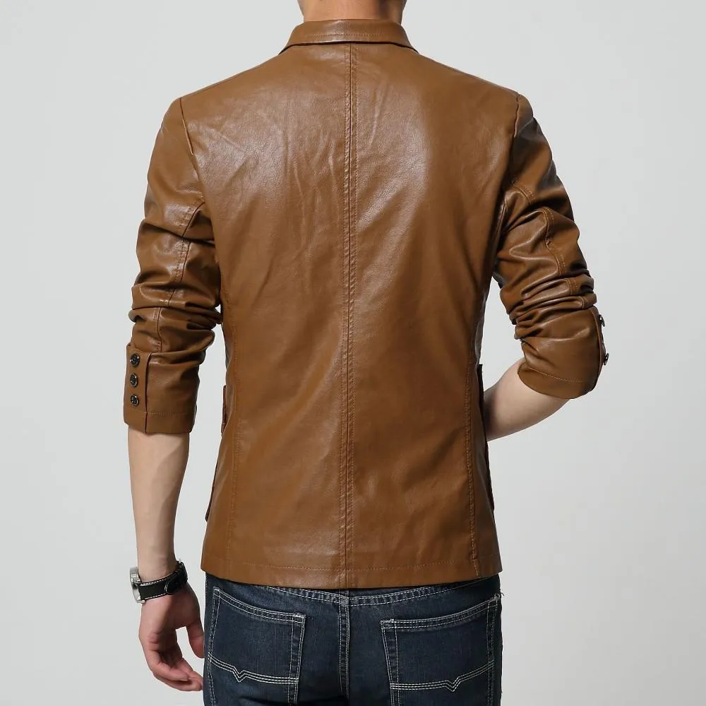 Faux Leather Slim Blazer