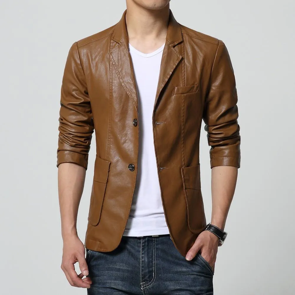 Faux Leather Slim Blazer