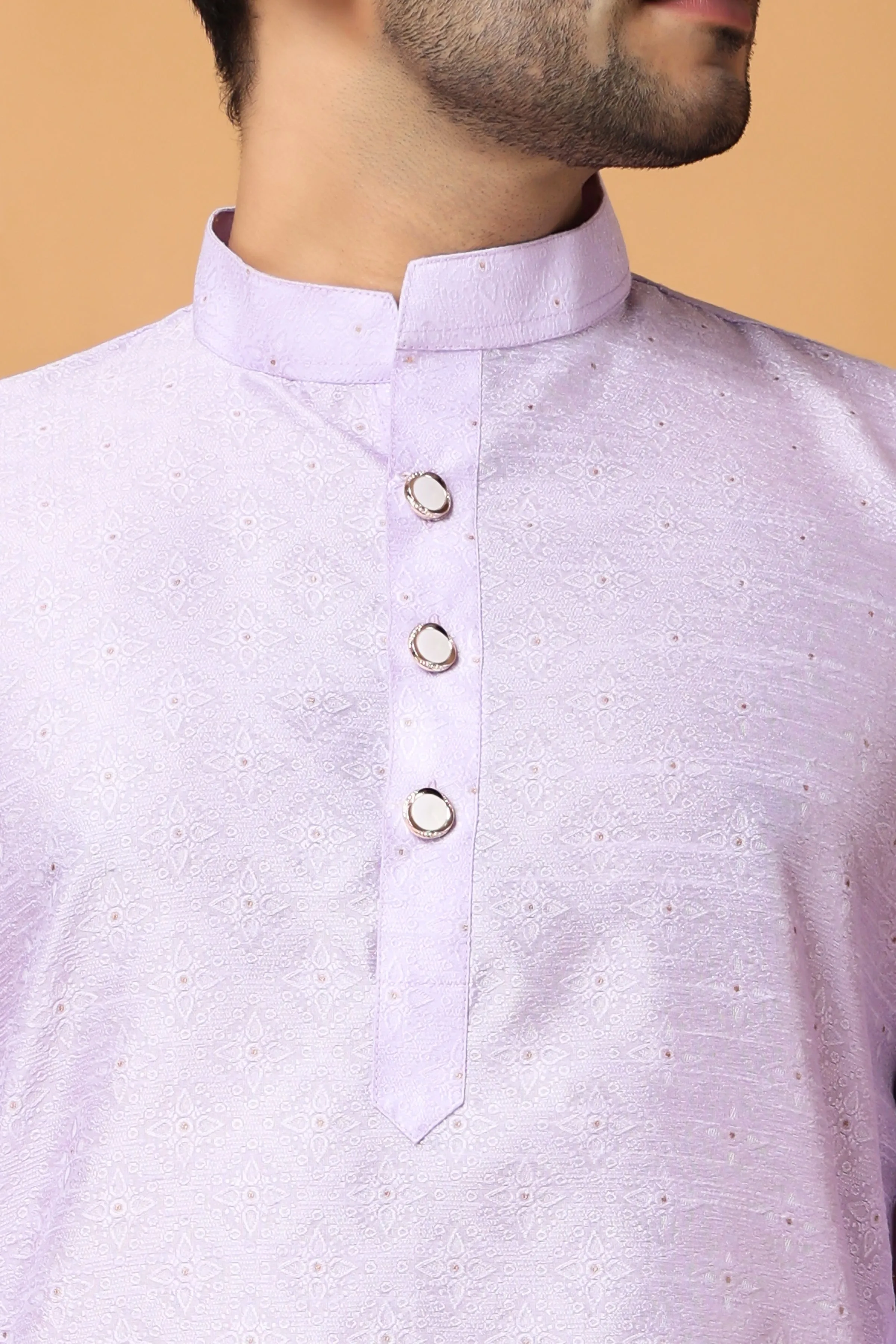 French Lilac Woven Kurta Pajama