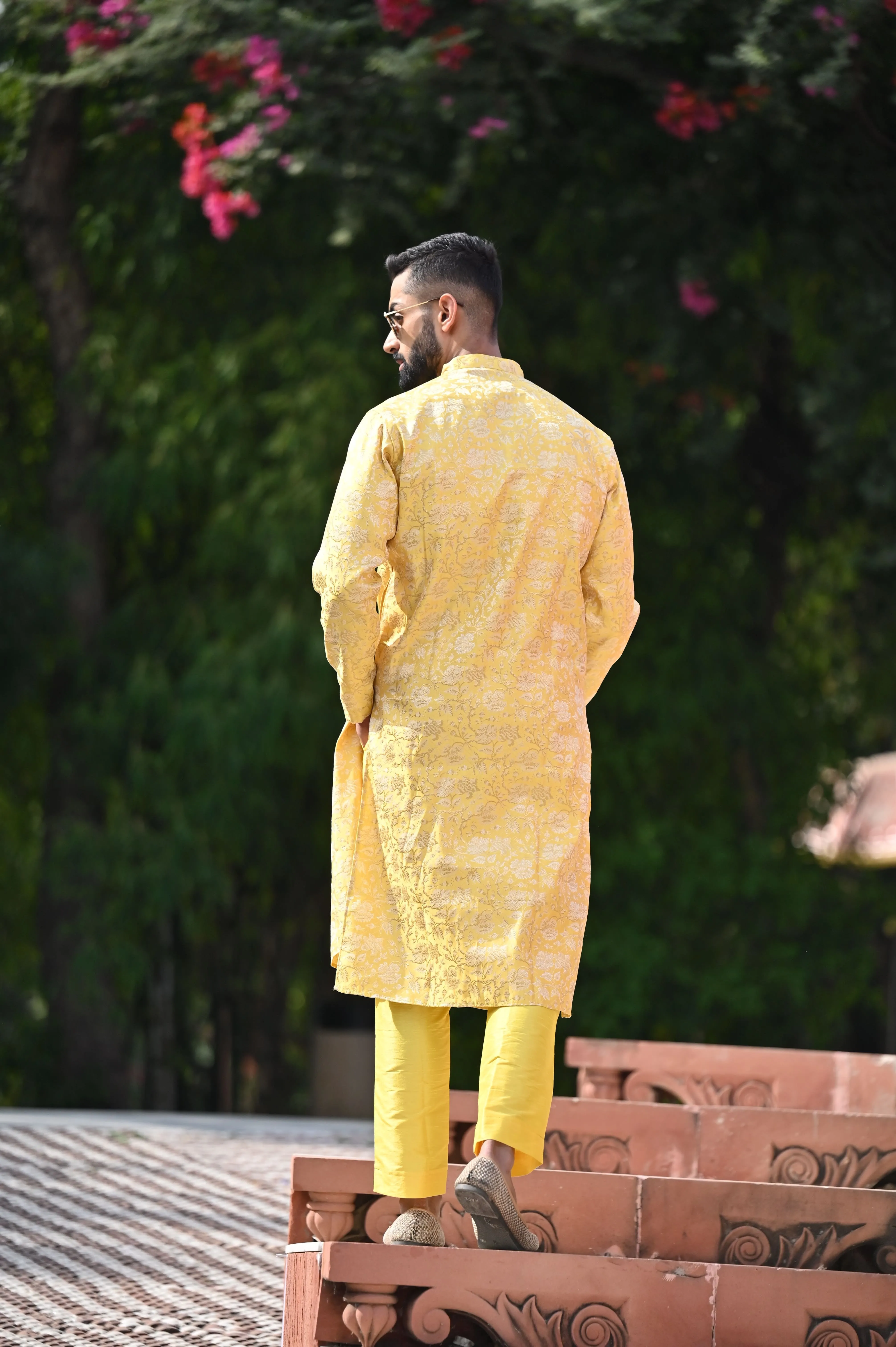 Gleaming Yellow Brocade Kurta