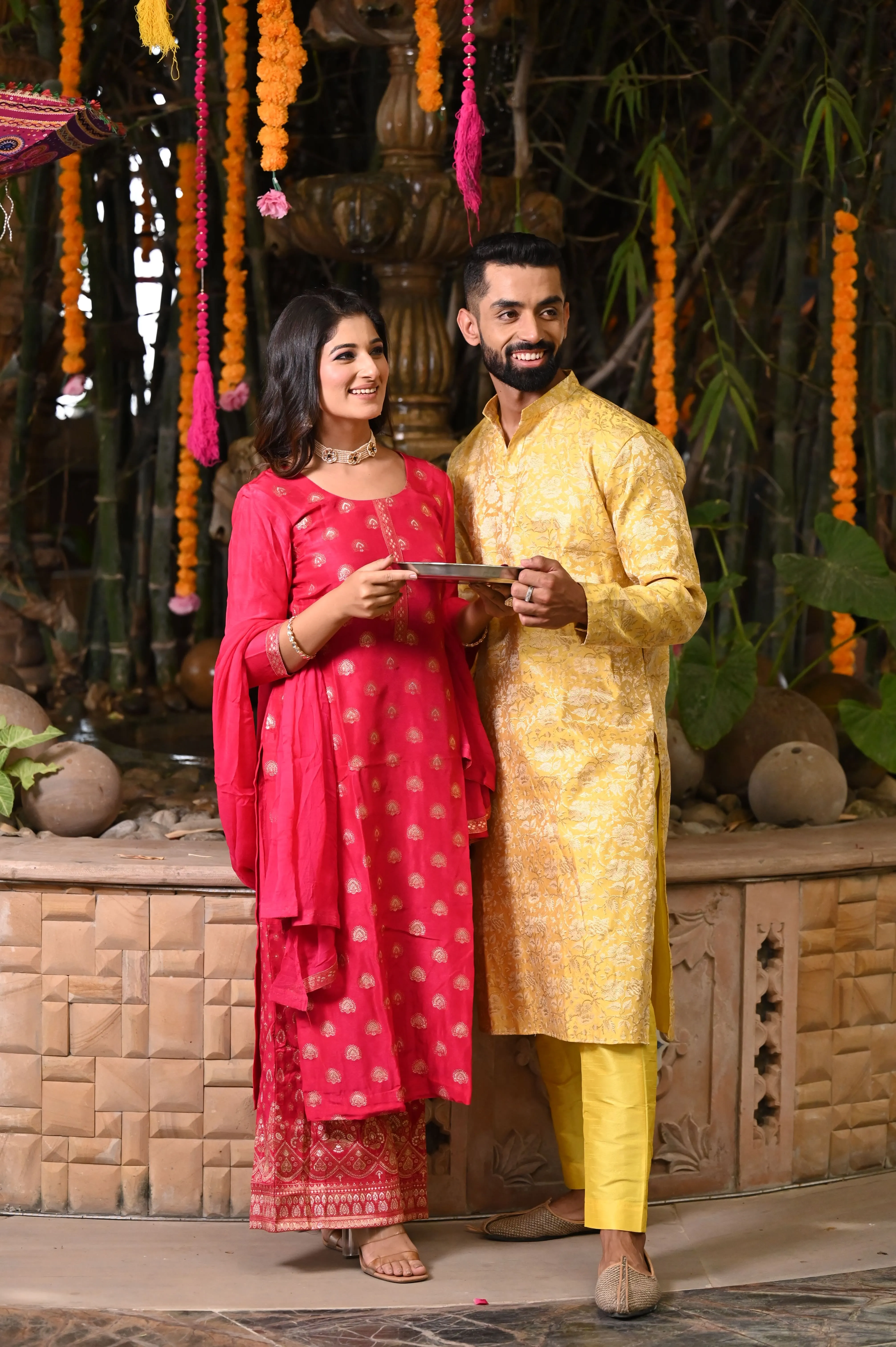 Gleaming Yellow Brocade Kurta